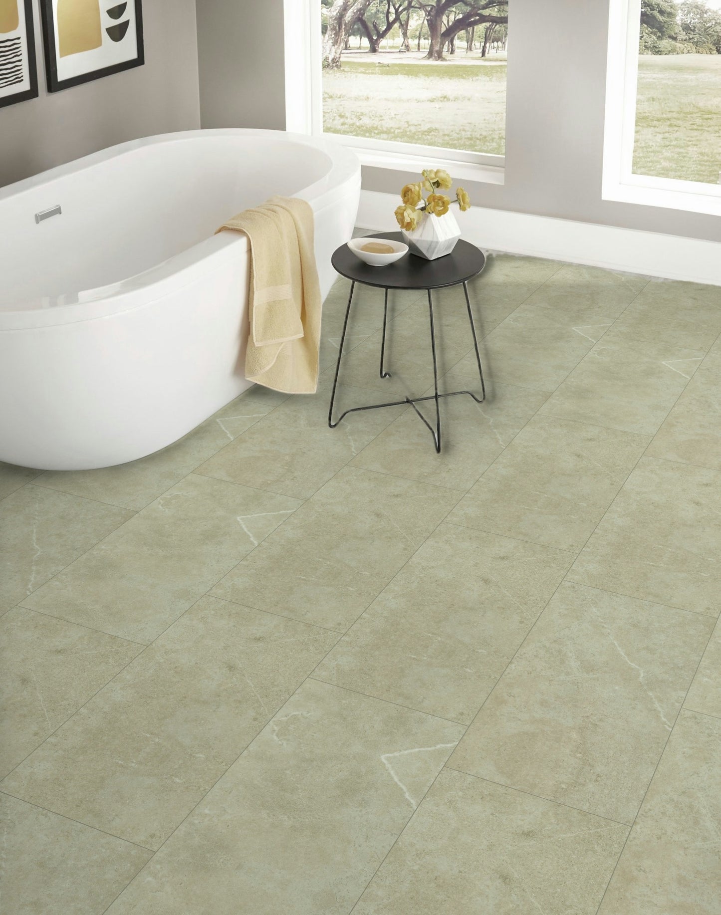 6mm Thick Rigid Core Vinyl Tile Flooring 12 in. Width x 24 in. Length (18 sq. ft. per box) - Inca Stone