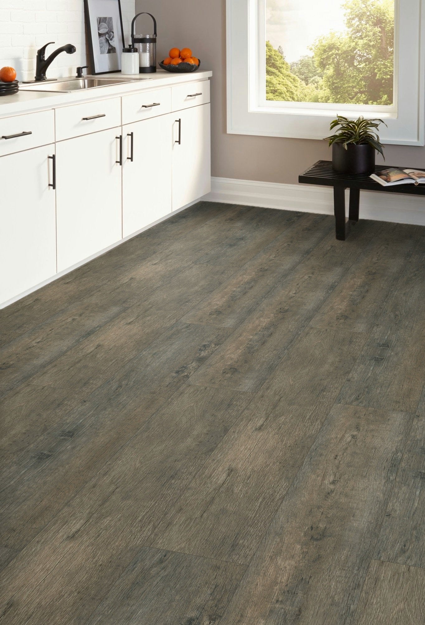 6mm Thick Rigid Core Vinyl Plank Flooring 9.13 in. Width x 60 in. Length (19.02 sq. ft. per box) - Singed Brown