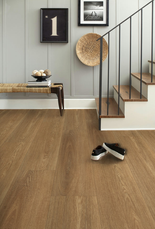 6mm Thick Rigid Core Vinyl Plank Flooring 9.13 in. Width x 60 in. Length (19.02 sq. ft. per box) - Classical Brown
