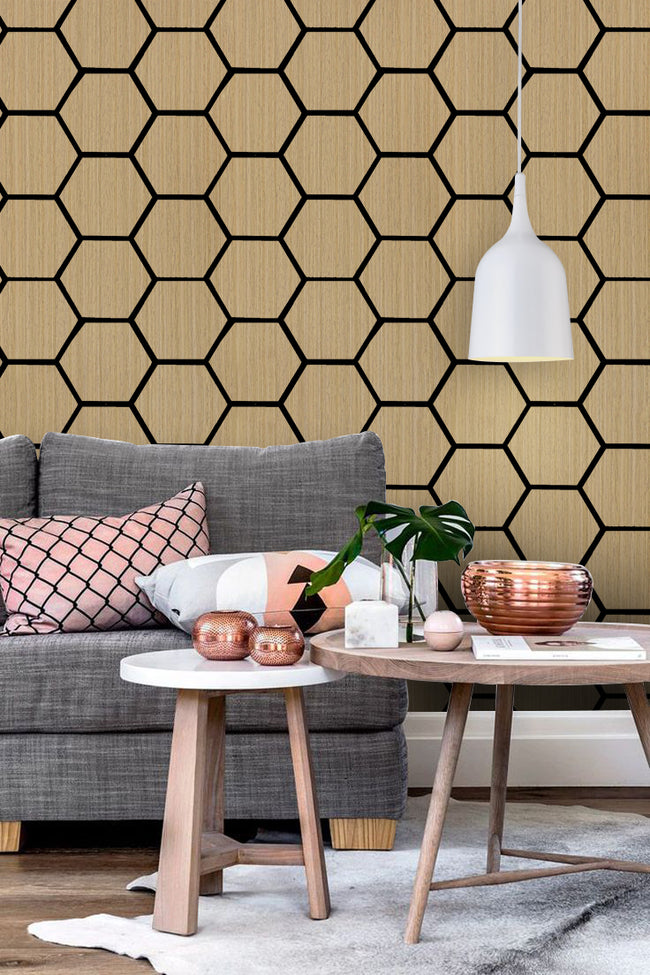 Decorative Acoustic Wall Panels - Natural Hexagon Sample