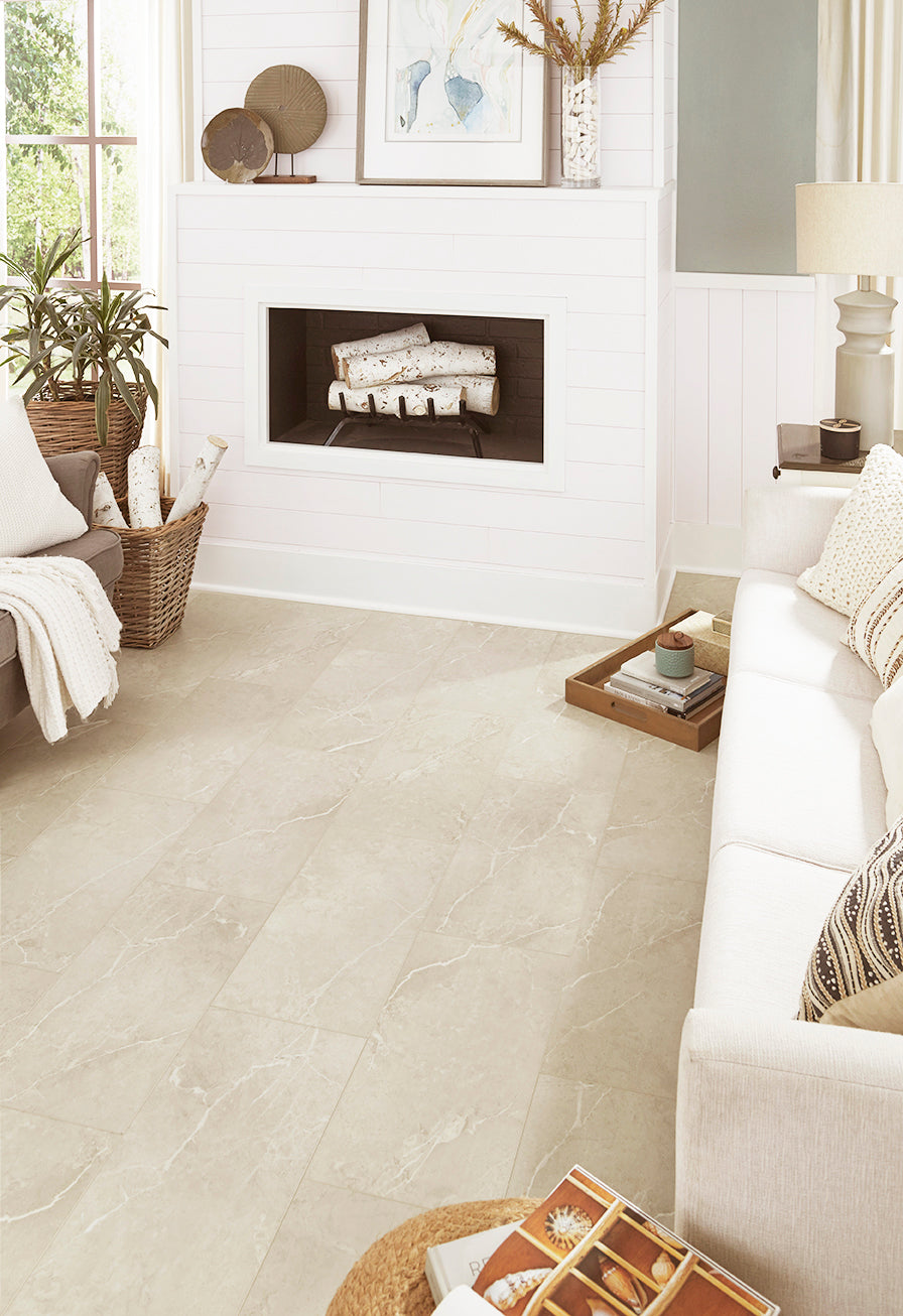 6mm Pantheon Marble HDPC® Waterproof Luxury Vinyl Tile Flooring 12 in. Wide x 24 in. Long