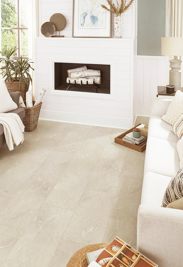 6mm Pantheon Marble HDPC® Waterproof Luxury Vinyl Tile Flooring 12 in. Wide x 24 in. Long