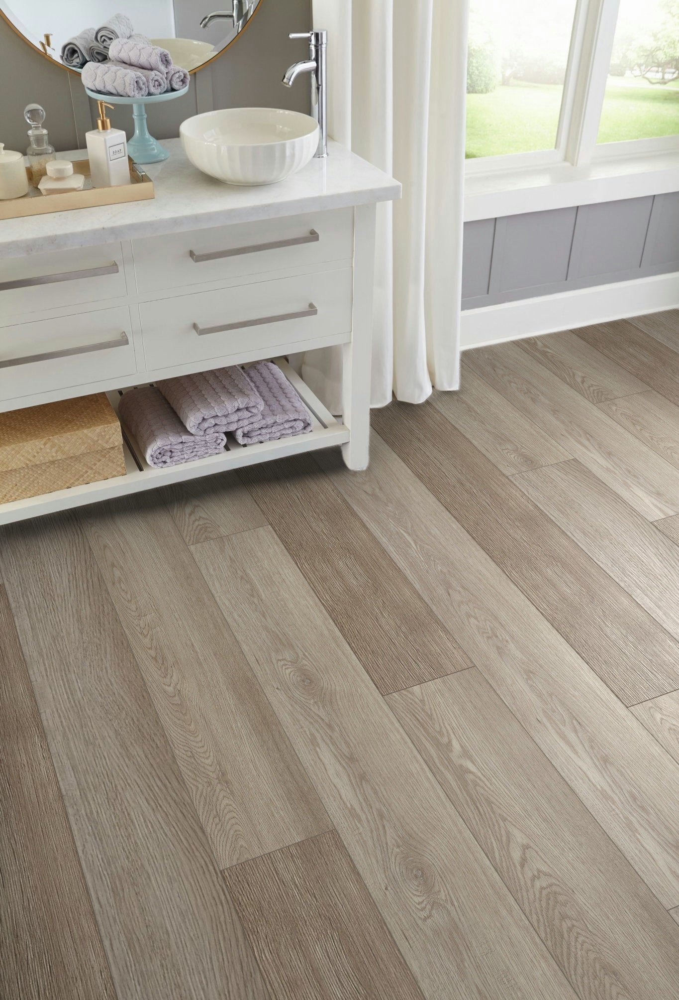 5mm Thick Rigid Core Vinyl Plank Flooring 5.91 in. Width x 48 in. Length (27.56 sq. ft. per box) - Smoked Timber