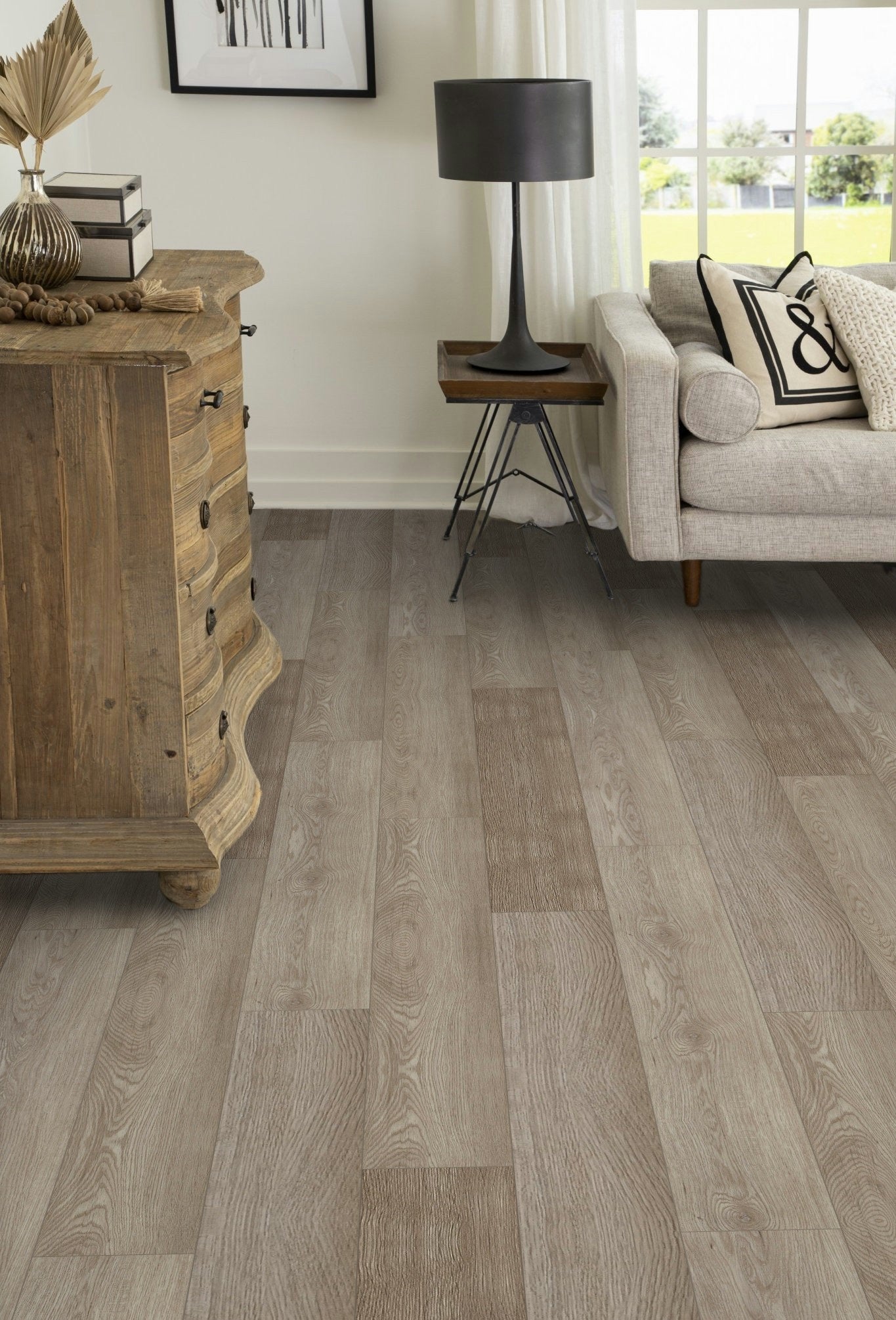 5mm Thick Rigid Core Vinyl Plank Flooring 5.91 in. Width x 48 in. Length (27.56 sq. ft. per box) - Smoked Timber