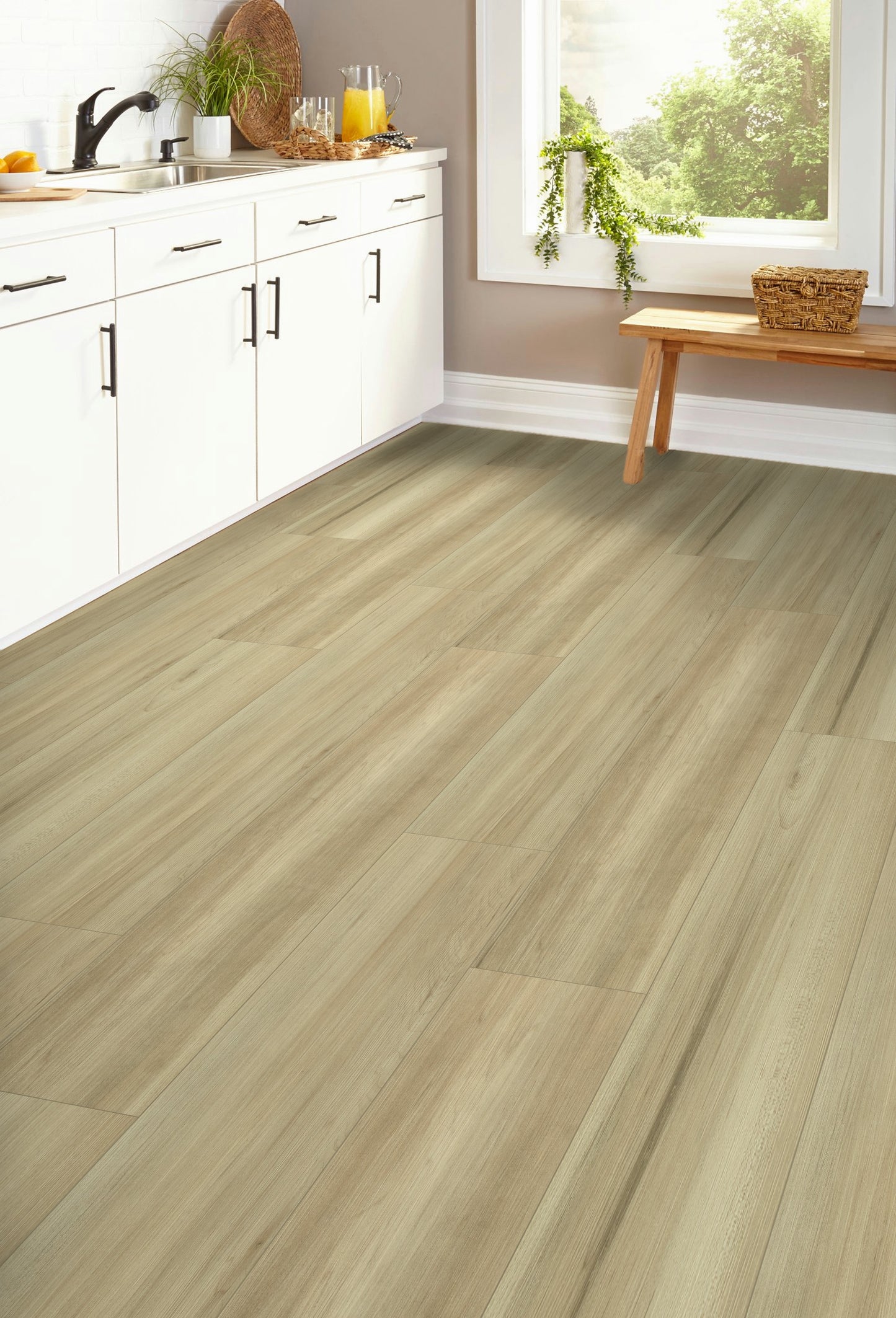 5mm Thick Rigid Core Vinyl Plank Flooring 7.87 in. Width x 60 in. Length (32.81 sq. ft. per box) - French Beige