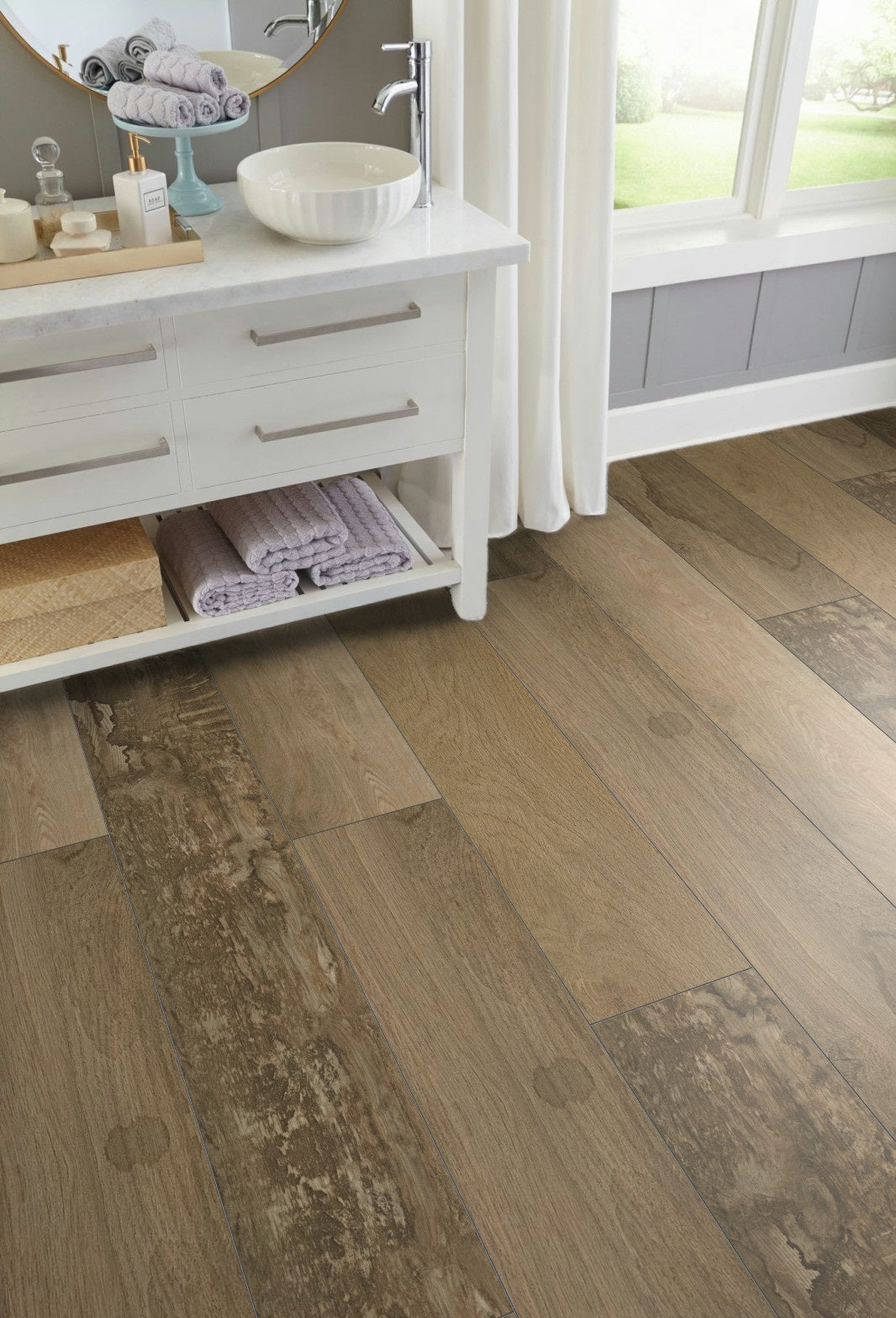 5mm Thick Rigid Core Vinyl Plank Flooring 7.87 in. Width x 60 in. Length (32.81 sq. ft. per box) - Timeworn Lodge