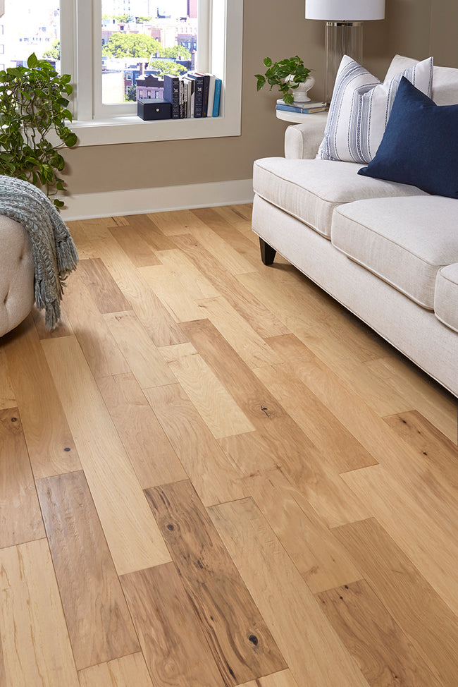 7mm Natural Hickory Waterproof Engineered Hardwood Flooring 5 in. Wide x Varying Length Long