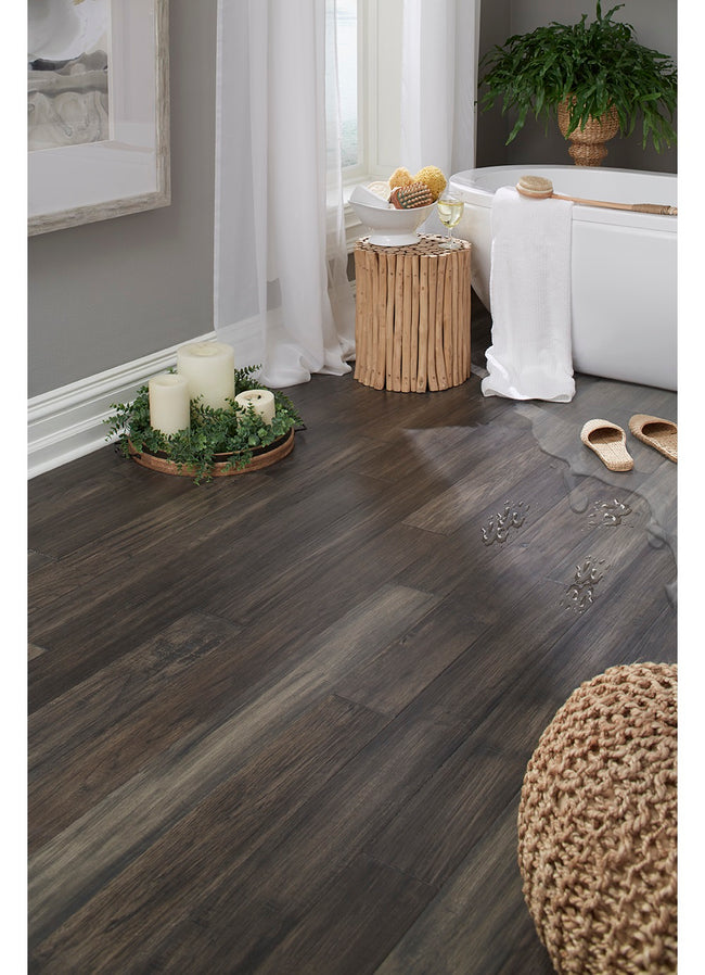 7mm Shadow Gray Waterproof Engineered Hardwood Flooring 5 in. Wide x Varying Length Long