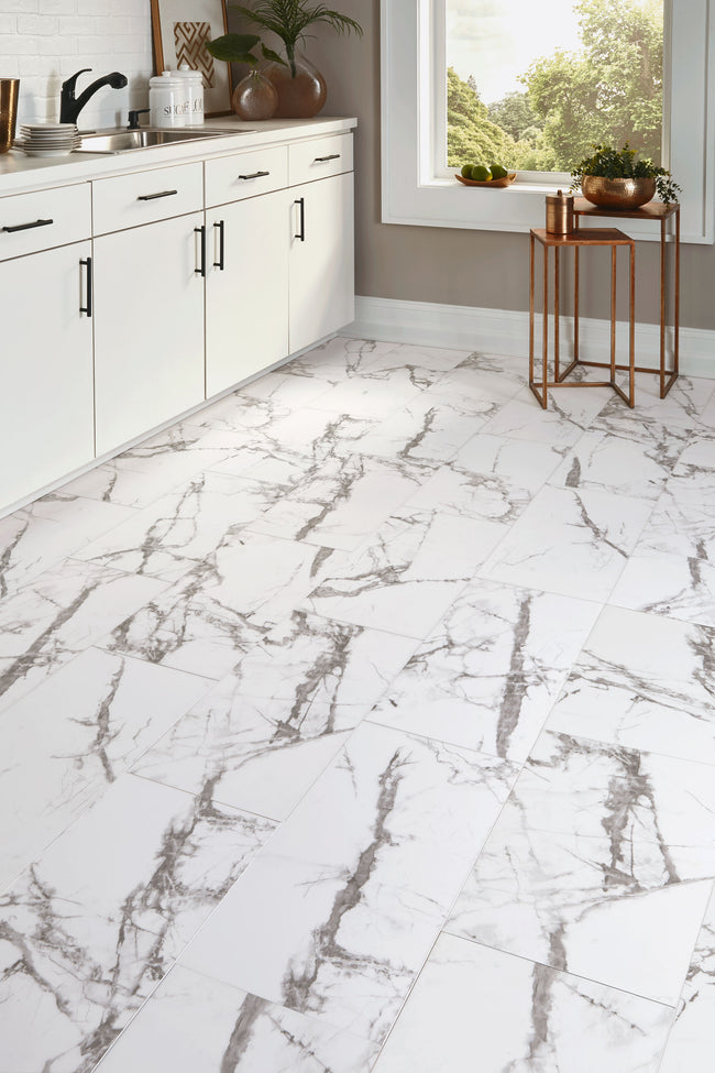 6mm Carrara Porcelain HDPC® Waterproof Luxury Vinyl Tile Flooring 12 in. Wide x 24 in. Long - Sample