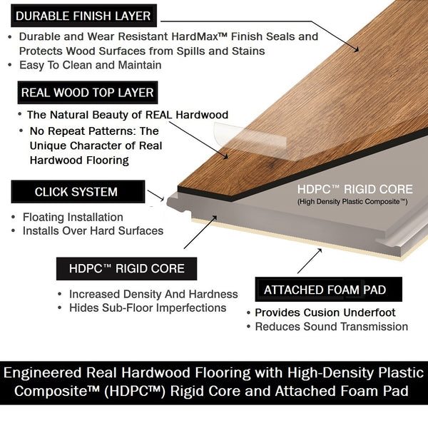 7mm Rustic Barn Waterproof Engineered Hardwood Flooring 5 in. Wide x Varying Length Long